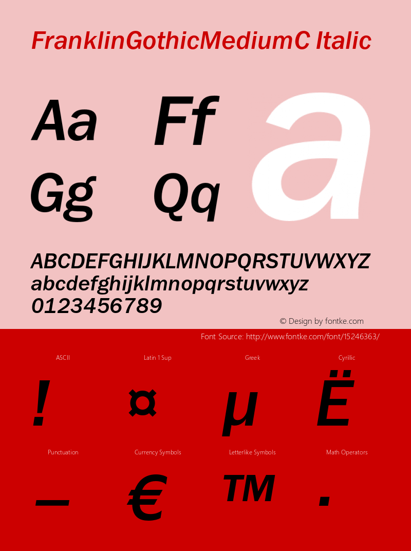 FranklinGothicMediumC Italic OTF 1.0;PS 001.000;Core 116;AOCW 1.0 161图片样张
