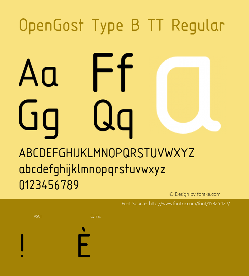 OpenGost Type B TT Regular Version 0.3 ; ttfautohint (v1.4.1)图片样张