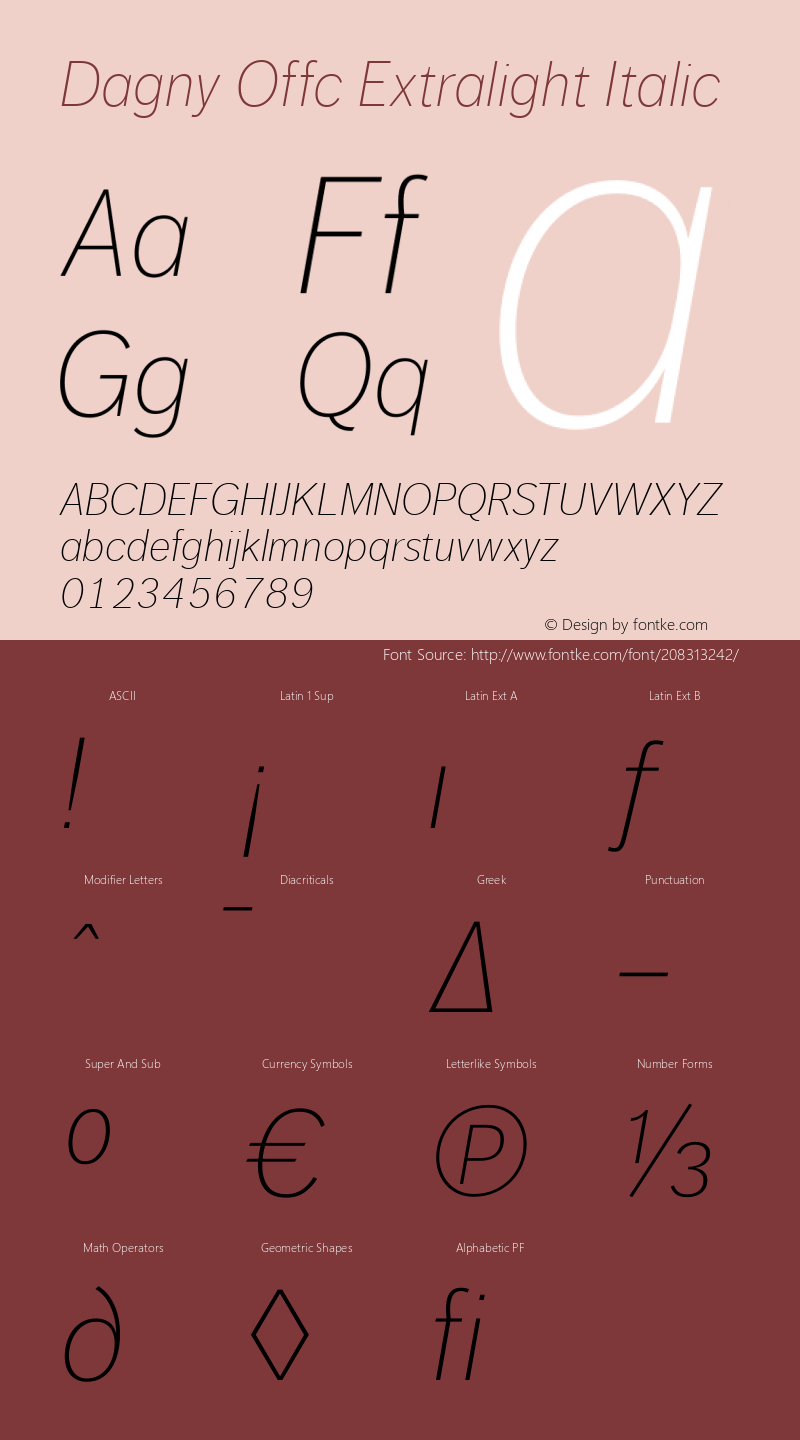 Dagny Offc Extralight Italic Version 7.504; 2009; Build 1020图片样张