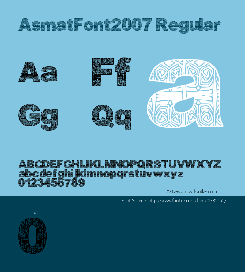 AsmatFont2007 Regular Version 1.00 December 8, 2007, initial release图片样张