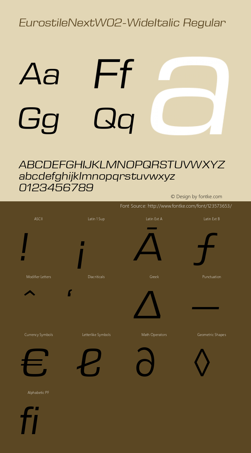 Eurostile Next W02 Wide Italic Version 1.00图片样张