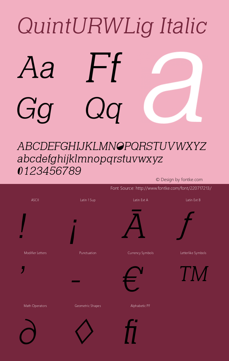 QuintURWLig Italic Version 1.00图片样张