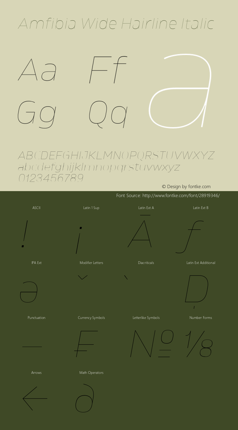 Amfibia-HairlineWideItalic Version 1.000 | wf-rip DC20190310图片样张