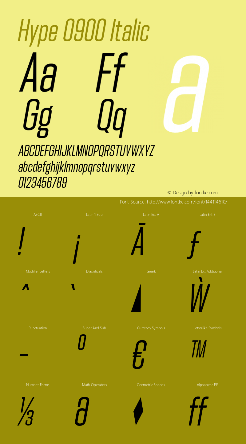 Hype 0900 Italic Version 1.000;hotconv 1.0.109;makeotfexe 2.5.65596图片样张