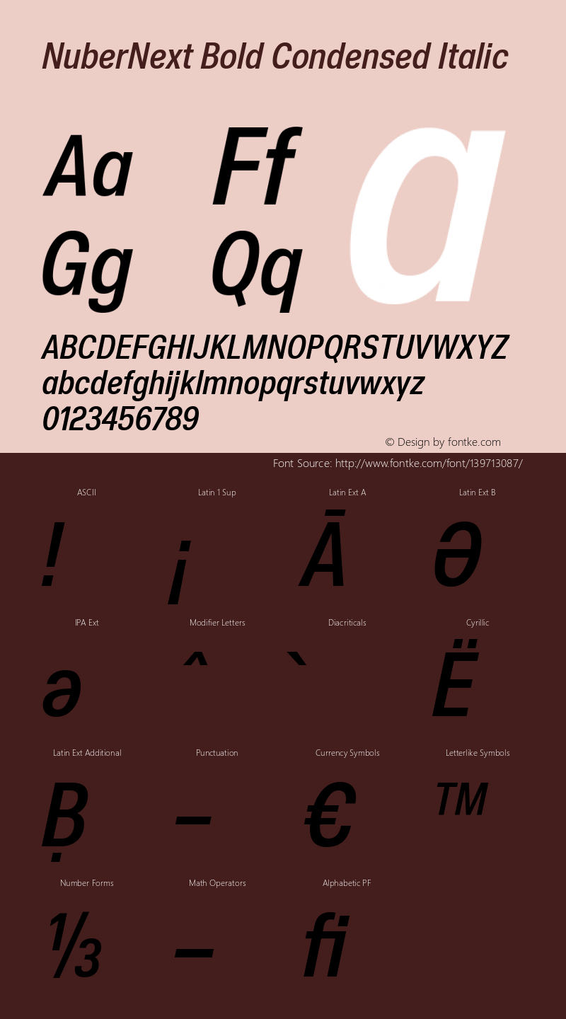 NuberNext Bold Condensed Italic Version 001.002 February 2020图片样张