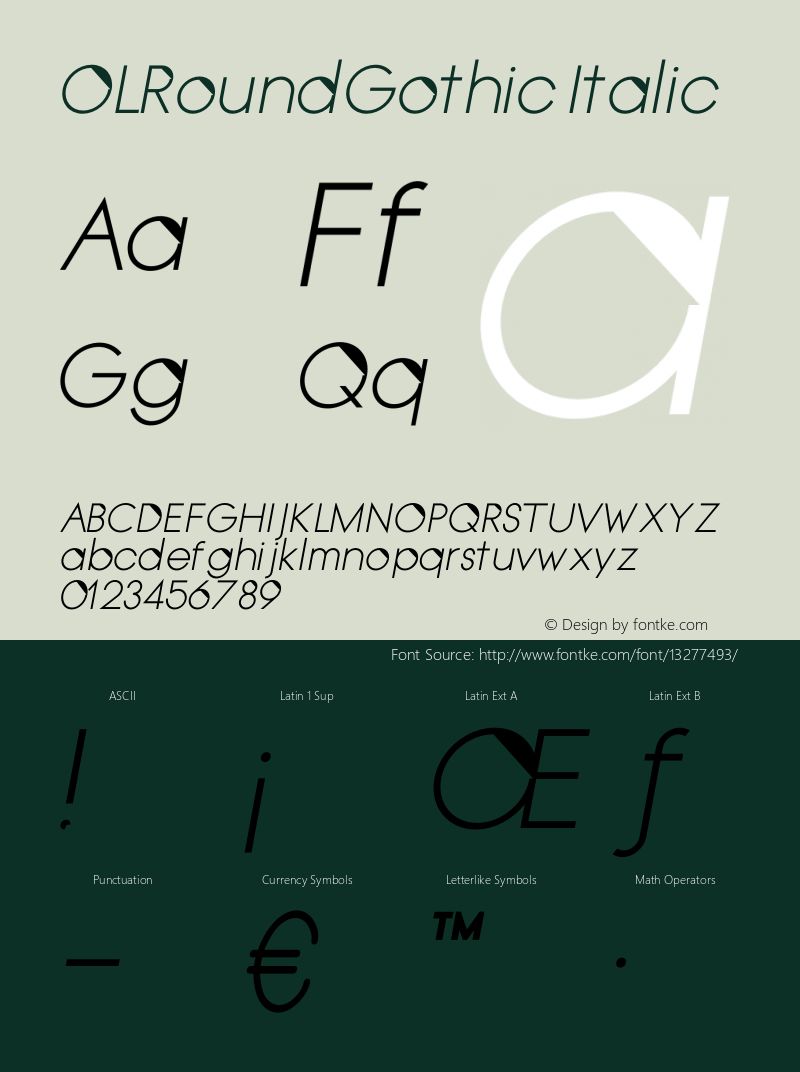 OLRoundGothic Italic Version 1.000;PS 001.000;hotconv 1.0.38图片样张