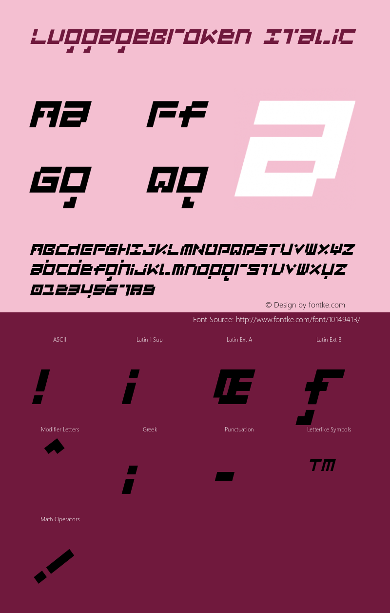 LuggageBroken Italic Version 001.000图片样张