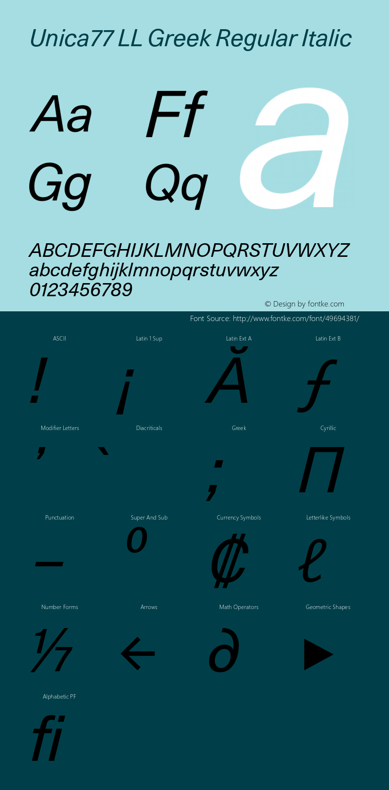 Unica77 LL Grk Italic Version 3.000; build 0004 | wf-rip DC20190930图片样张