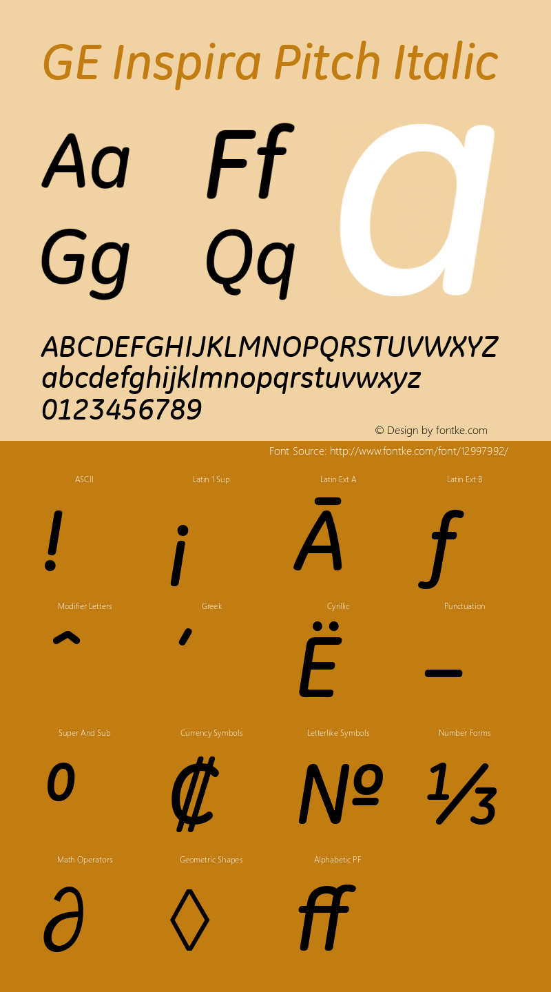 GE Inspira Pitch Italic Version 1.00图片样张