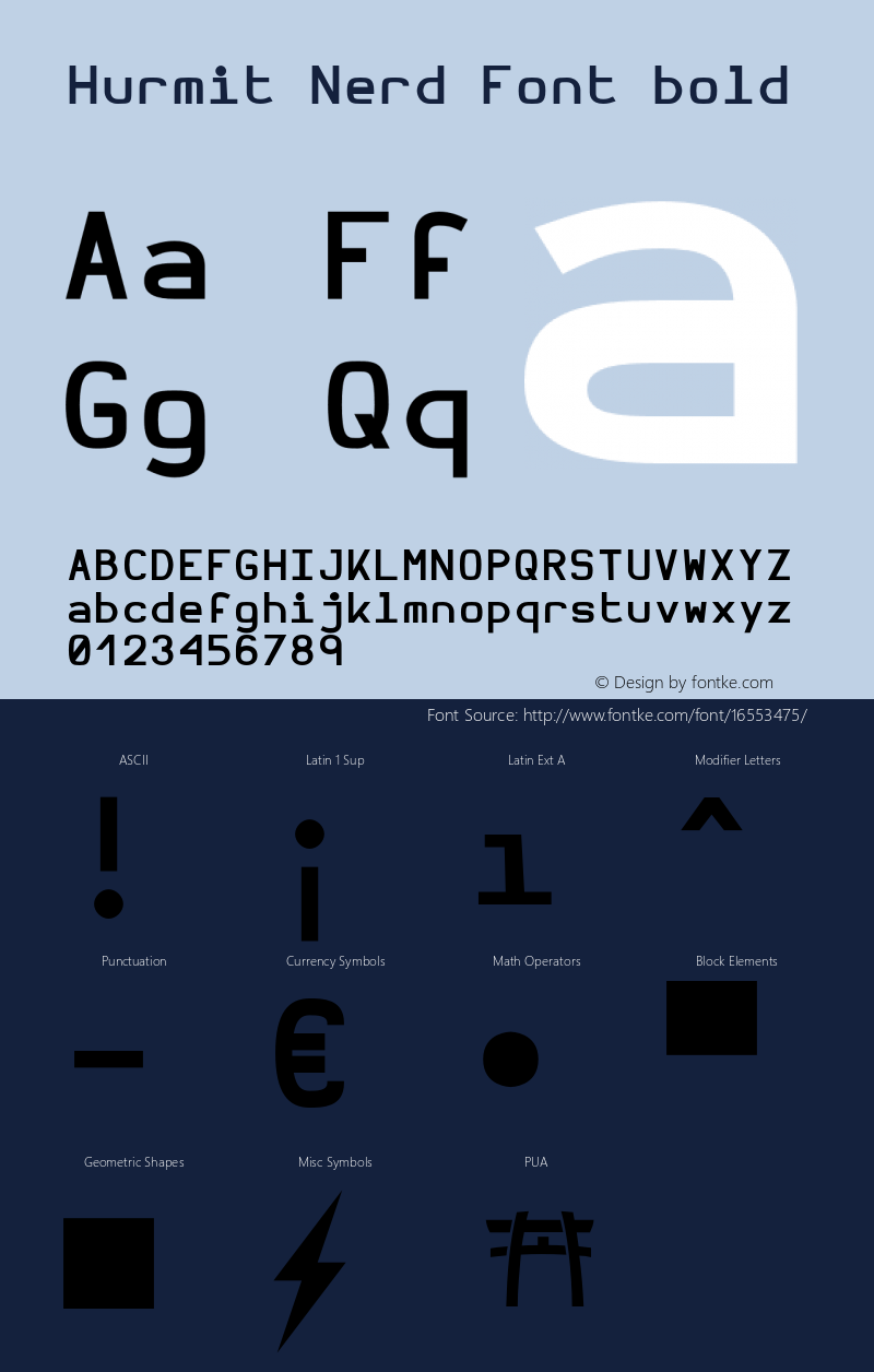 Hurmit Nerd Font bold Version 1.21;Nerd Fonts 0.8.图片样张