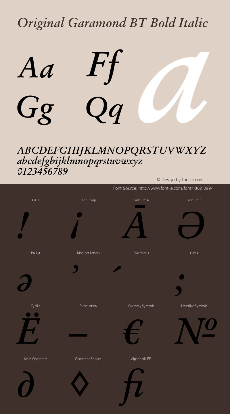 Original Garamond BT Bold Italic Version 1.000 2006 initial release;com.myfonts.easy.paratype.original-garamond-bt.bold-italic.wfkit2.version.3jGe图片样张