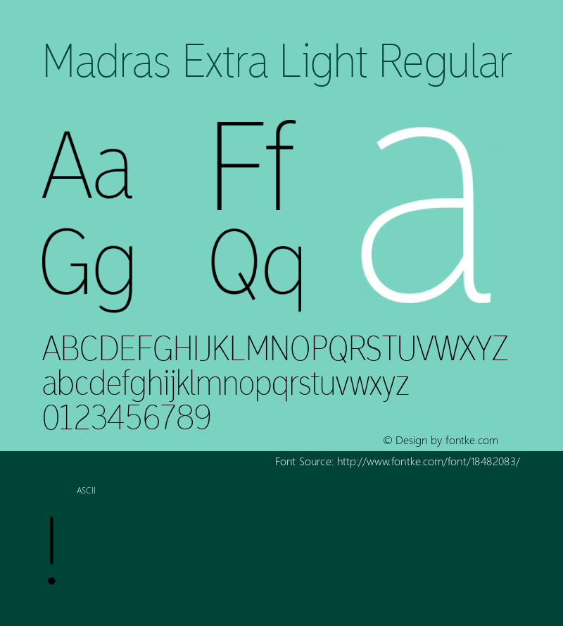 Madras Extra Light Regular Version 001.001; ttfautohint (v1.4.1)图片样张