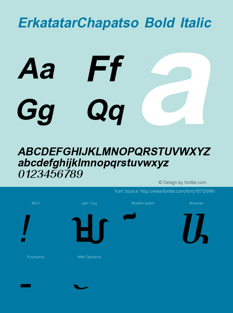 ErkatatarChapatso Bold Italic Version 2.90图片样张