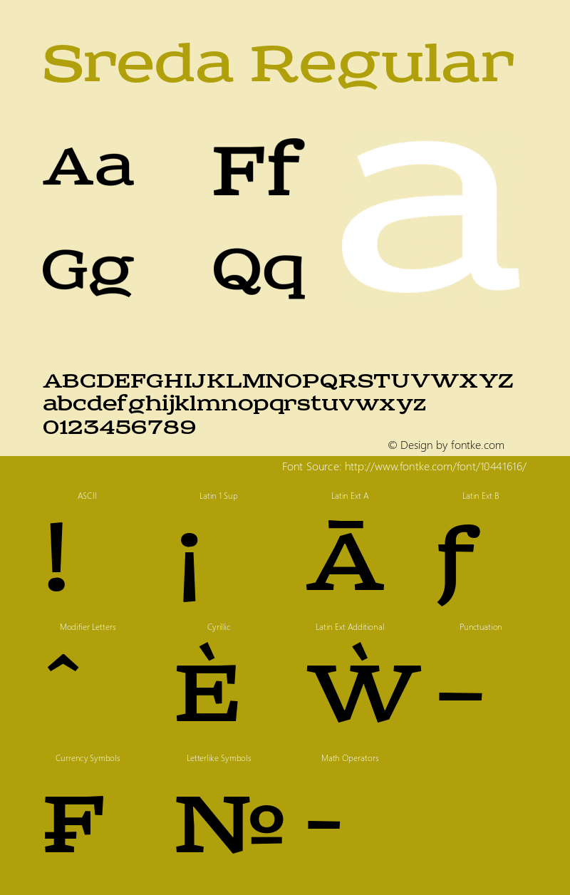 Sreda Regular OTF 1.000;PS 001.001;Core 1.0.38图片样张