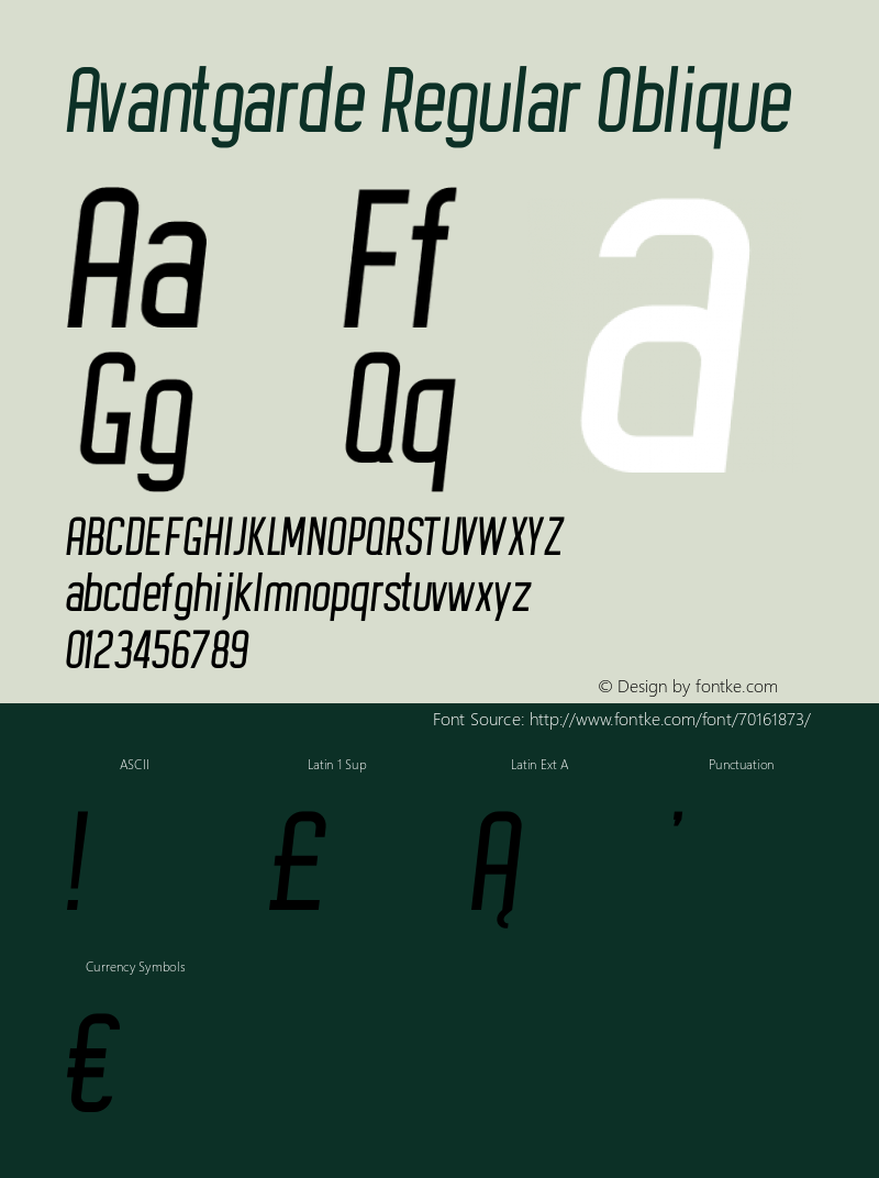 Avantgarde Regular Oblique Version 1.002;Fontself Maker 3.3.0图片样张