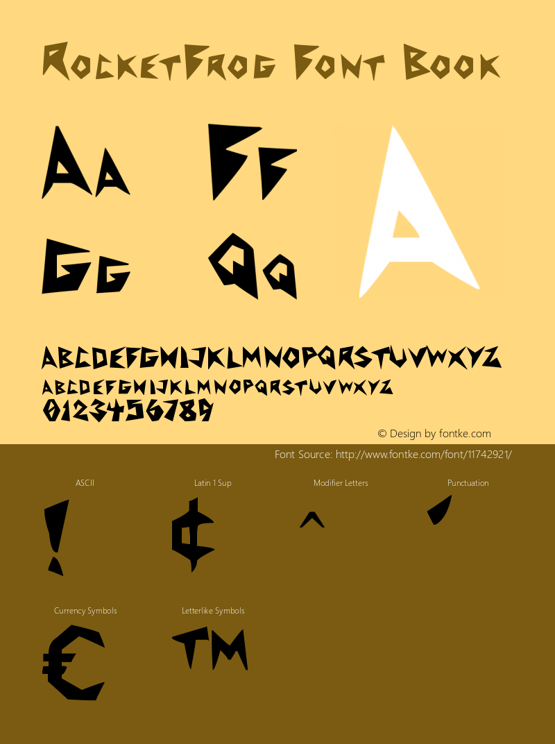 RocketFrog Font Book Version 1.00 July 30, 2012,图片样张