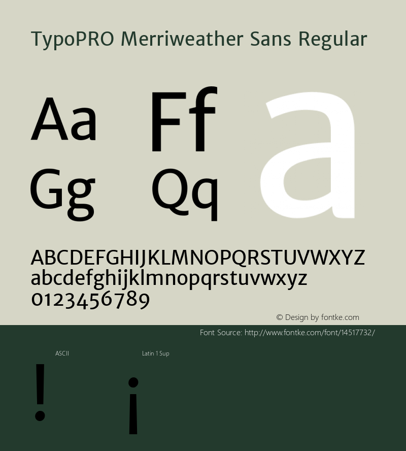 TypoPRO Merriweather Sans Regular Version 1.003; ttfautohint (v0.93.8-669f) -l 7 -r 28 -G 0 -x 13 -w 