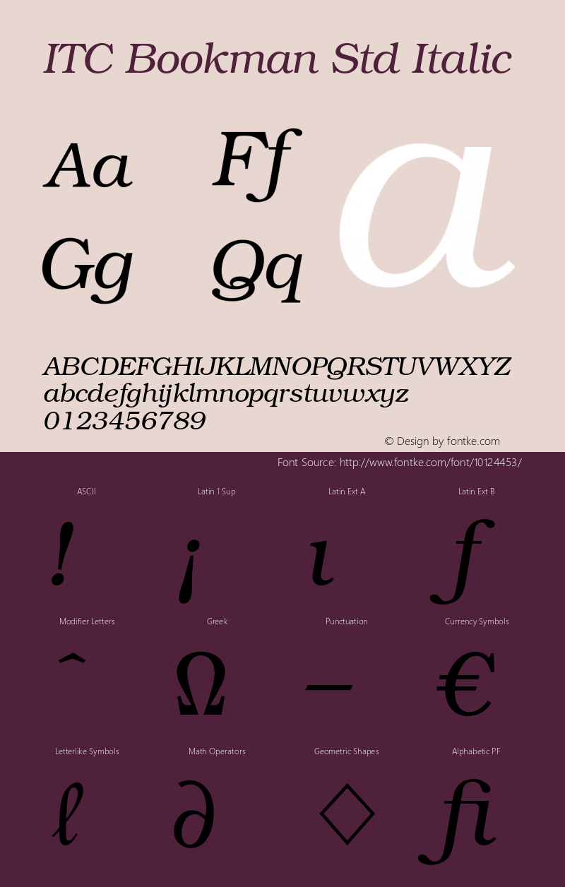 ITC Bookman Std Italic OTF 1.018;PS 003.001;Core 1.0.31;makeotf.lib1.4.1585图片样张