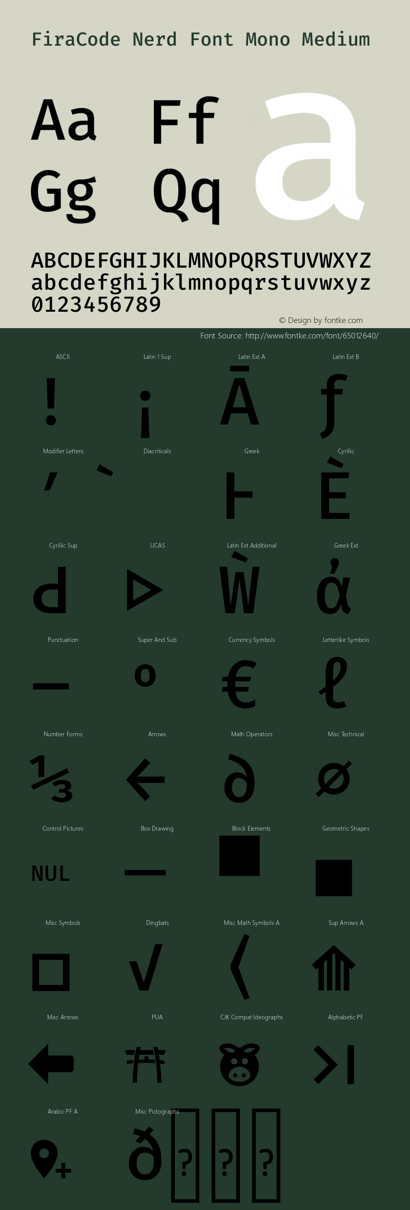 Fira Code Medium Nerd Font Complete Mono Version 2.000;PS 002.000;hotconv 1.0.88;makeotf.lib2.5.64775图片样张