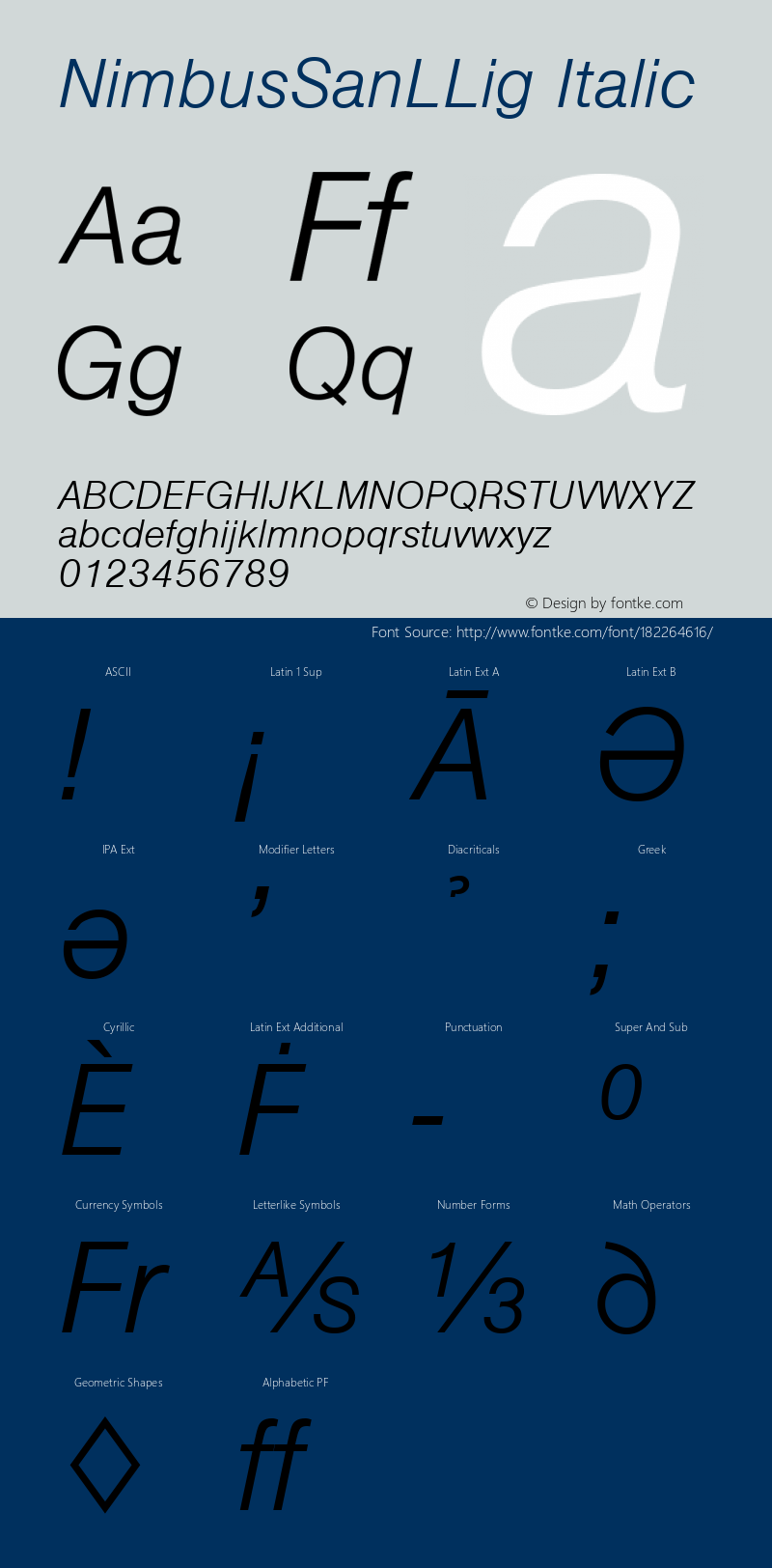 NimbusSanLLig Italic Version 1.00图片样张