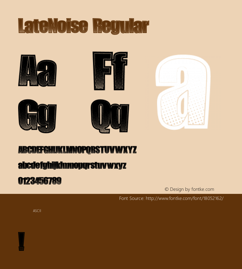 LateNoise Regular Version 1.00 November 30, 2015, initial release图片样张