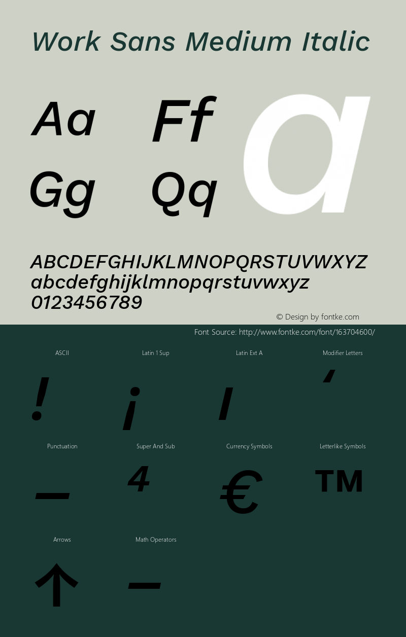 Work Sans Medium Italic Version 2.009; ttfautohint (v1.8.1.43-b0c9)图片样张