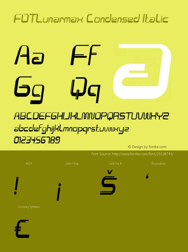 FOTLunarmax-CondensedItalic Version 1.000图片样张