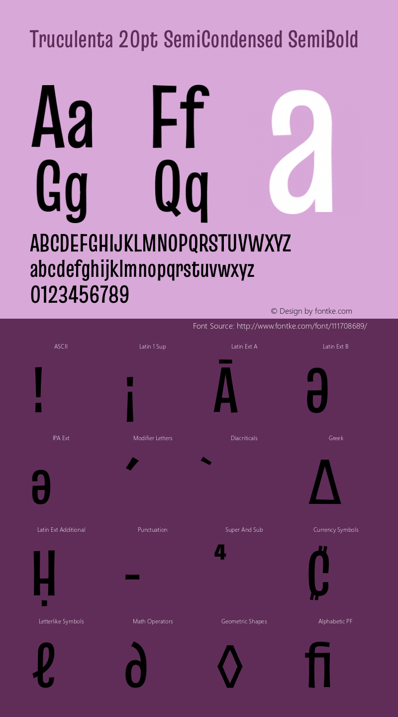 Truculenta 20pt SemiCondensed SemiBold Version 1.002图片样张