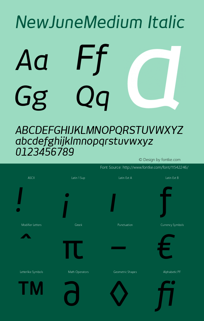 NewJuneMedium Italic Version 2.0图片样张