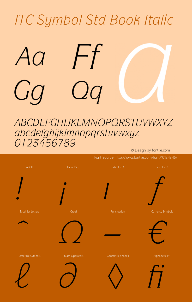 ITC Symbol Std Book Italic OTF 1.018;PS 001.000;Core 1.0.31;makeotf.lib1.4.1585图片样张