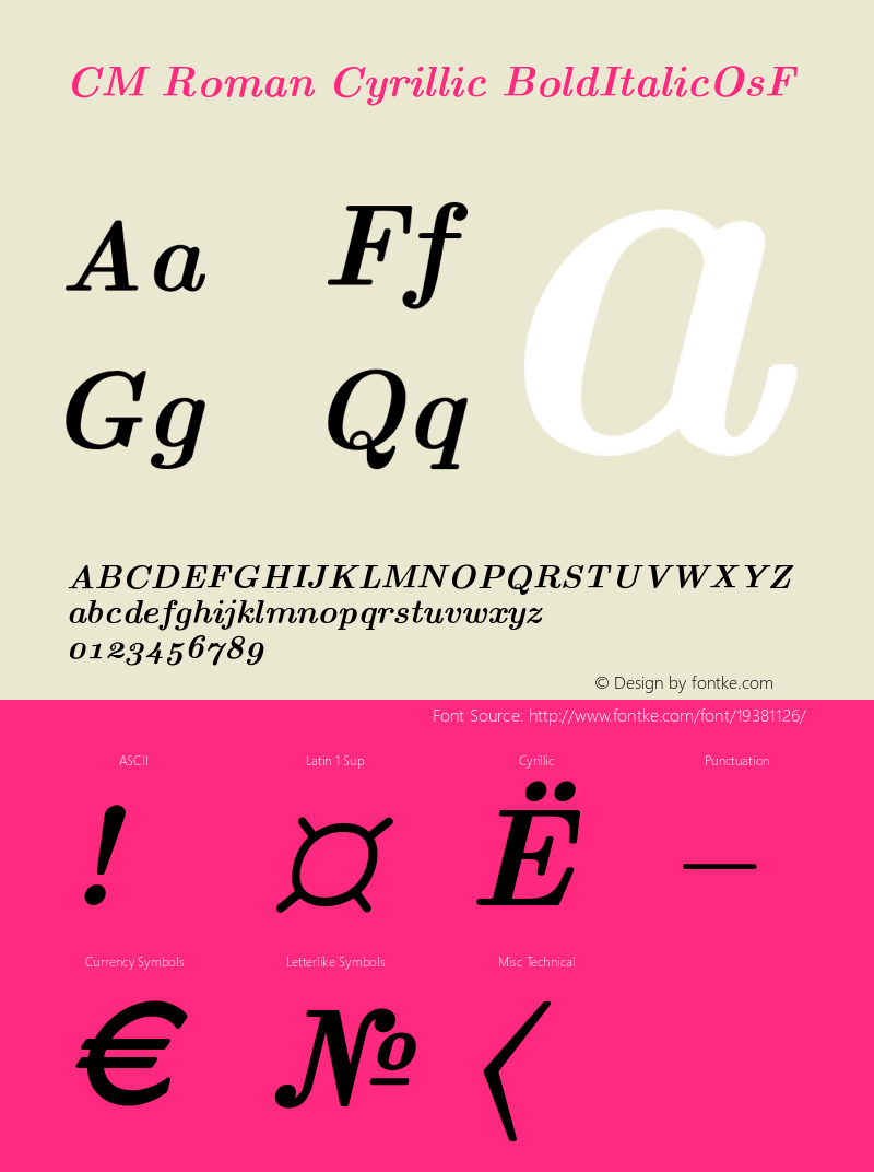 Computer Modern Roman Cyrillic Bold Italic Old Style Figures Version 001.001图片样张