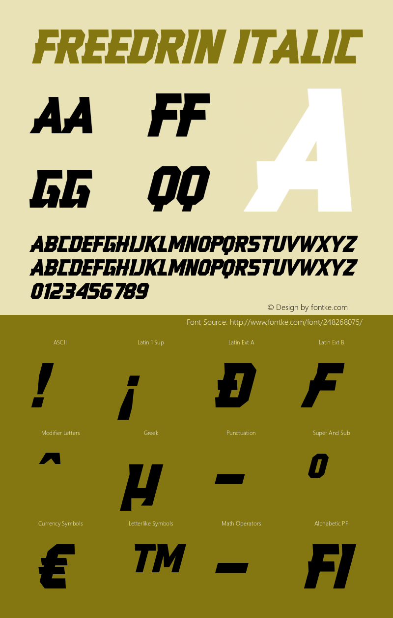 Freedrin-Italic Version 1.001;Fontself Maker 3.5.4图片样张