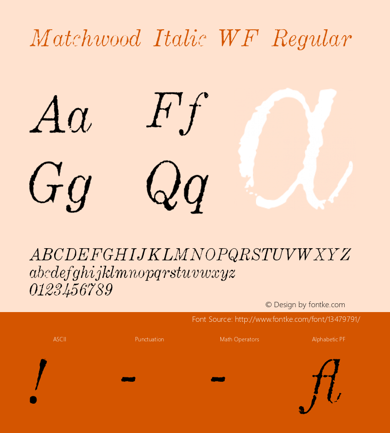 Matchwood Italic WF Regular Unknown图片样张