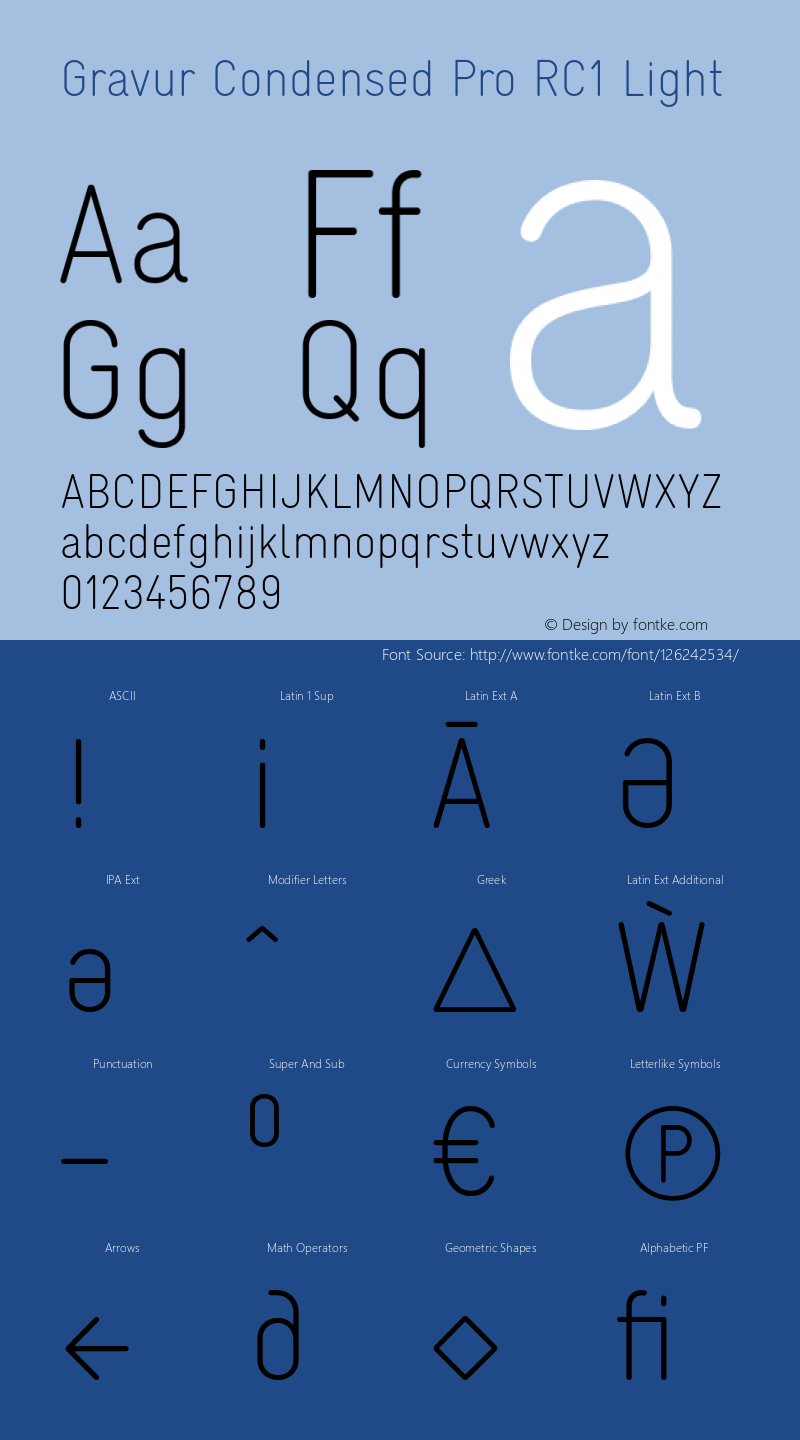 GravurCondProLigRCone-Regular Version 1.000;PS 001.001;FontLab 1.0.38图片样张