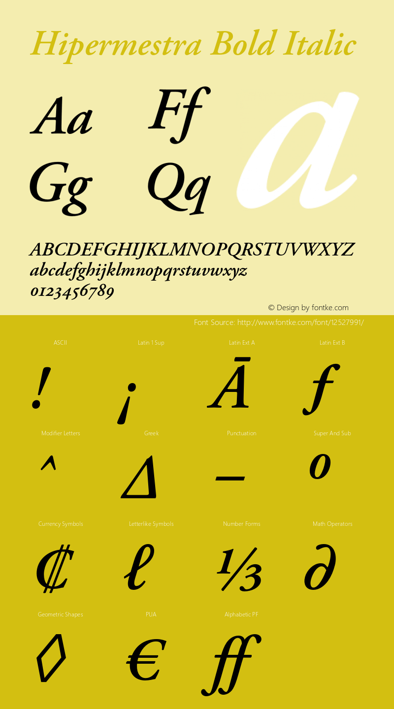 Hipermestra Bold Italic Version 1.100;PS 001.001;Core 1.0.38图片样张