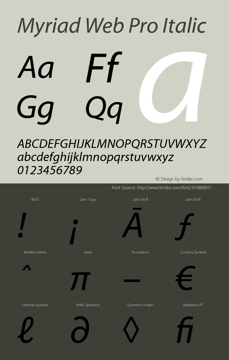 Myriad Web Pro Italic Version 001.014图片样张