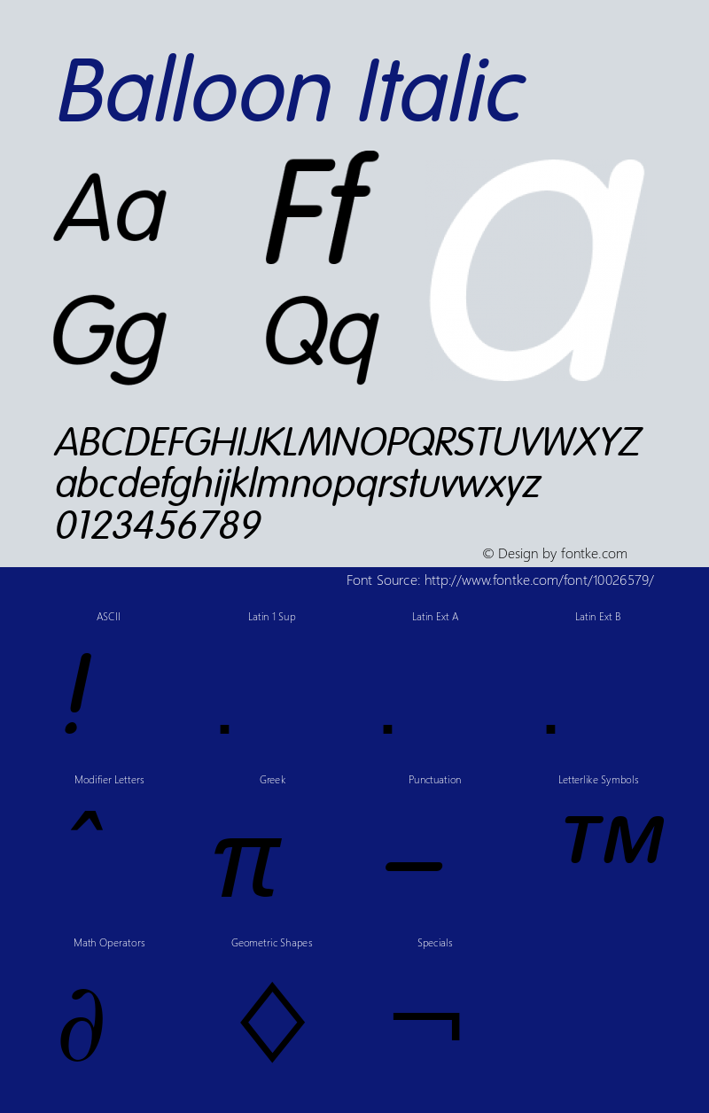 Balloon Italic Font Version 2.6; Converter Version 1.10图片样张