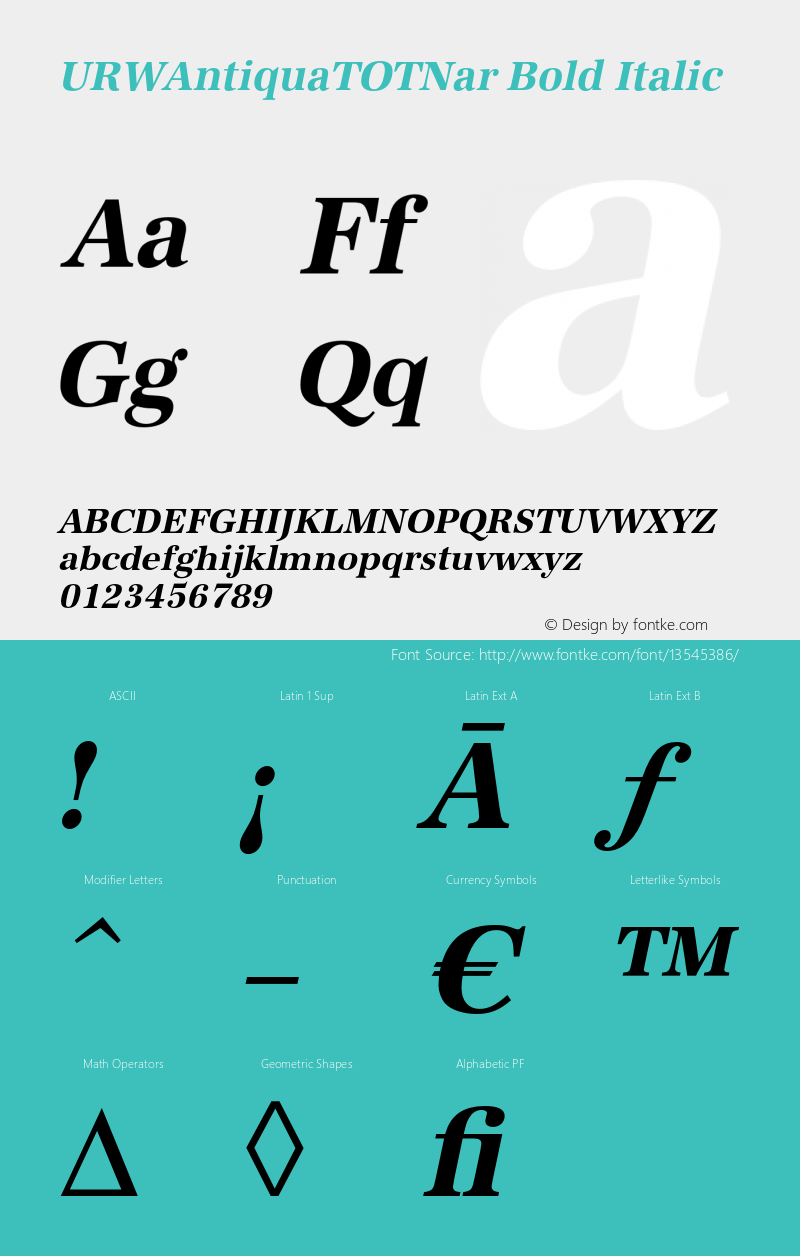 URWAntiquaTOTNar Bold Italic Version 1.000;PS 1.05;Core 1.0.35图片样张