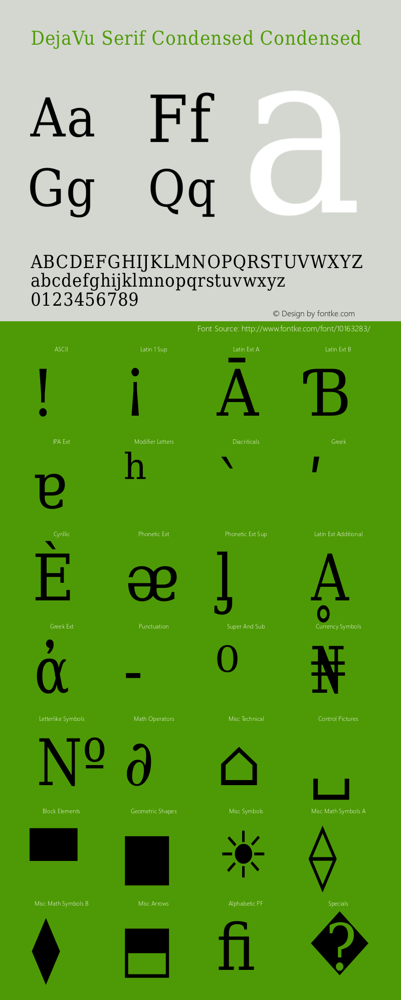 DejaVu Serif Condensed Condensed Version 2.4图片样张