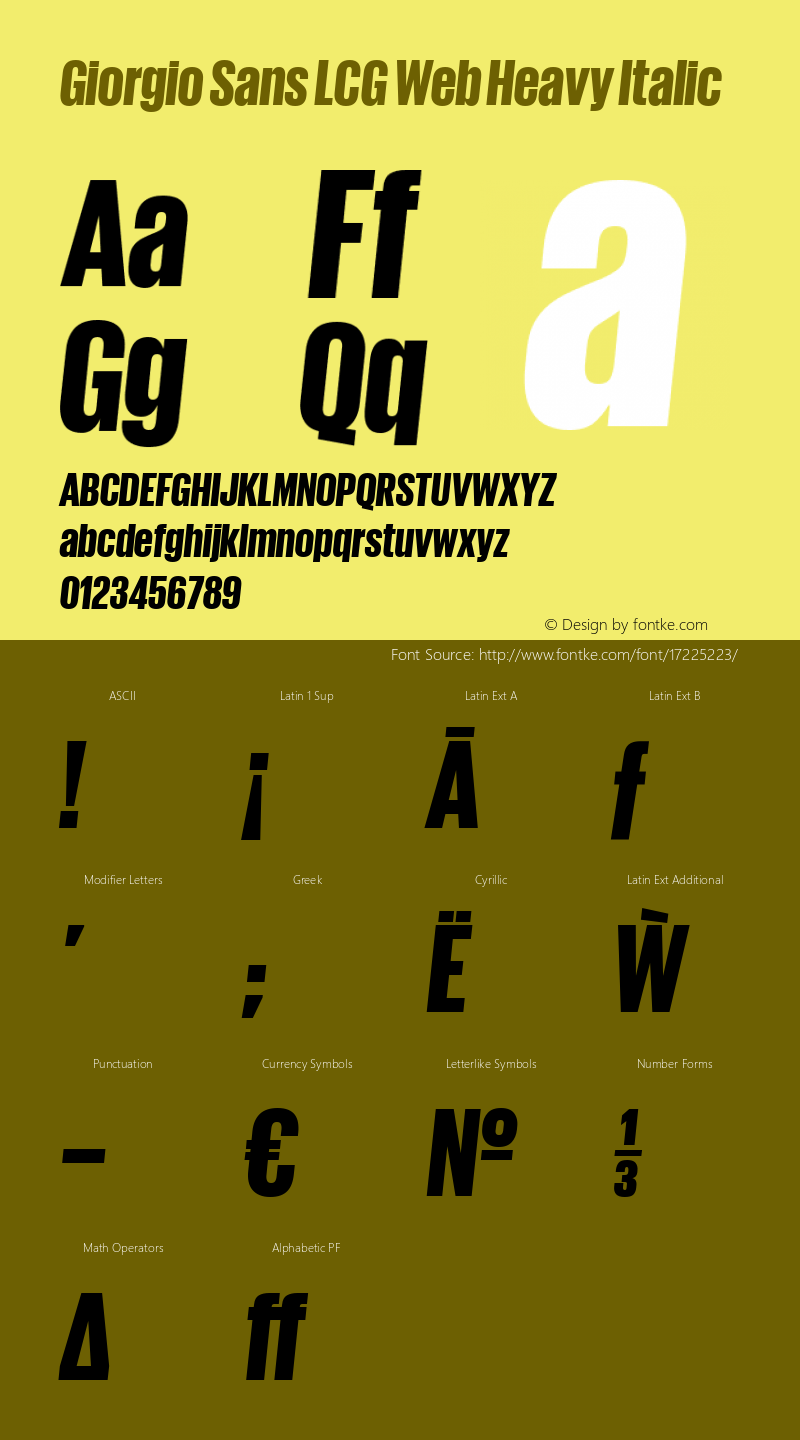 Giorgio Sans LCG Web Heavy Italic Version 1.001 2012图片样张