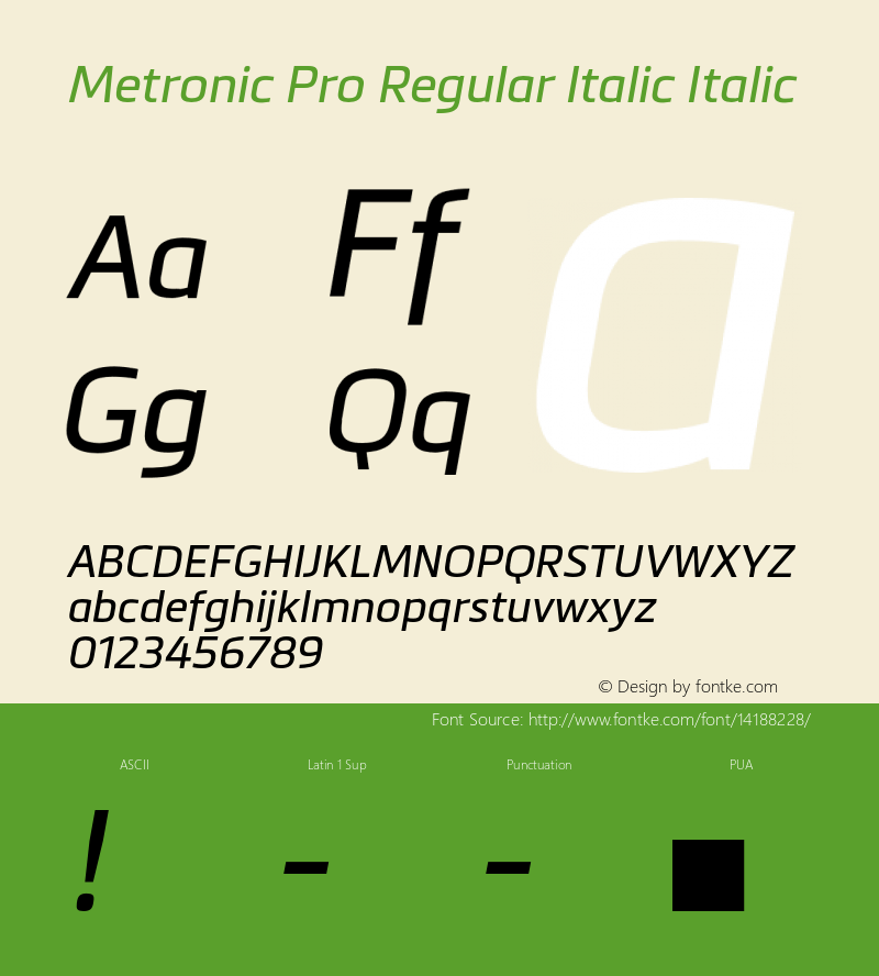 Metronic Pro Regular Italic Italic Version 1.000图片样张