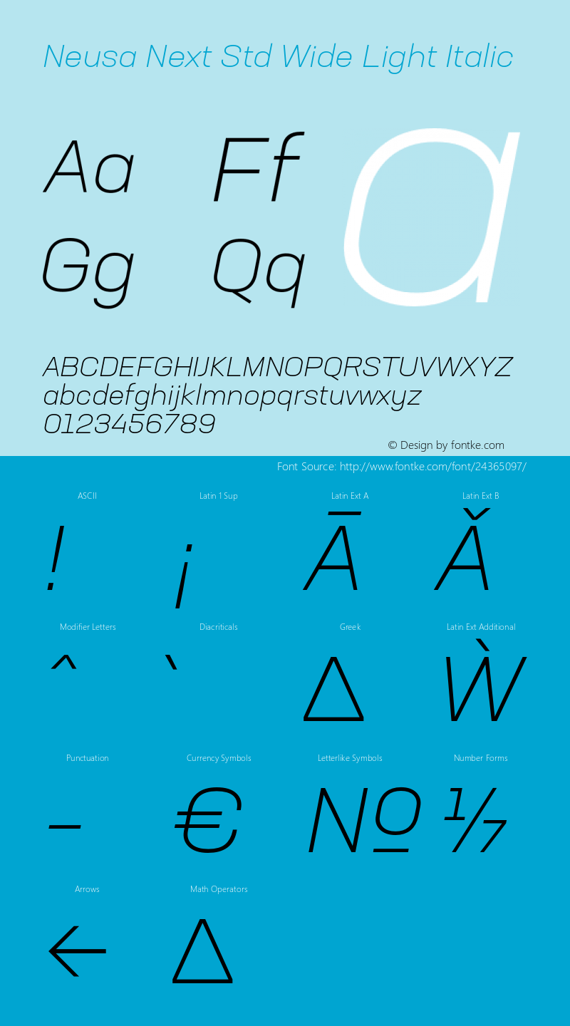 NeusaNextStd-WideLightItalic Version 1.002;PS 001.002;hotconv 1.0.88;makeotf.lib2.5.64775图片样张