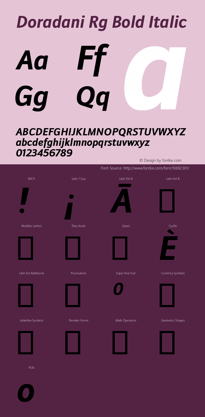 Doradani Rg Bold Italic Version 2.200图片样张