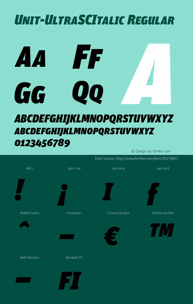 Unit-UltraSCItalic Regular Version 4.460 2004图片样张