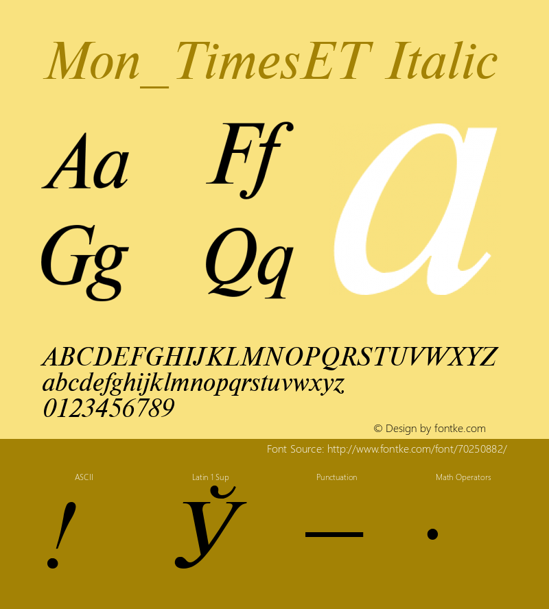 Mon_TimesET Italic Converted from t:\TIMETI.TF1 by ALLTYPE图片样张