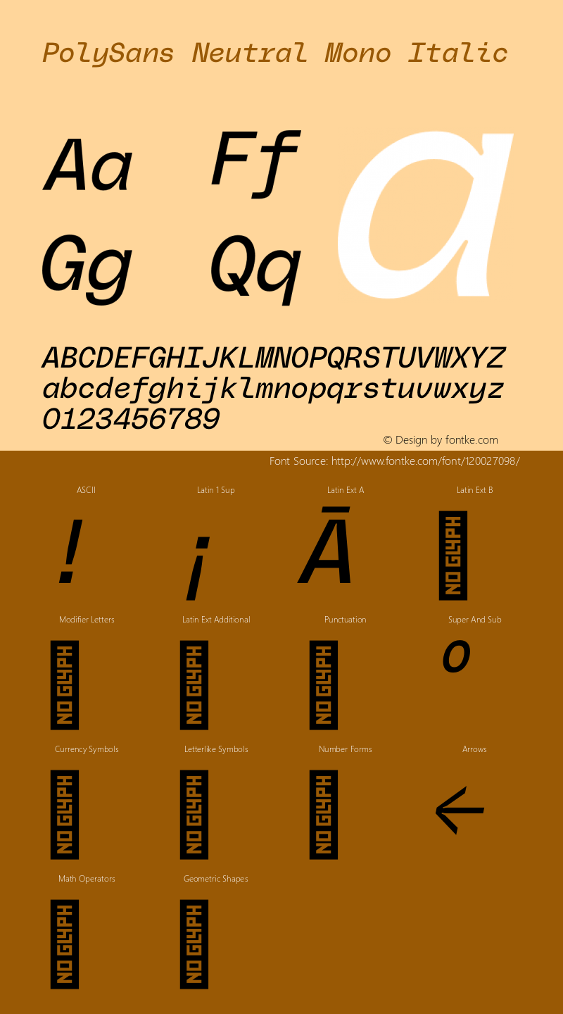 PolySans Neutral Mono Italic Version 1.000图片样张