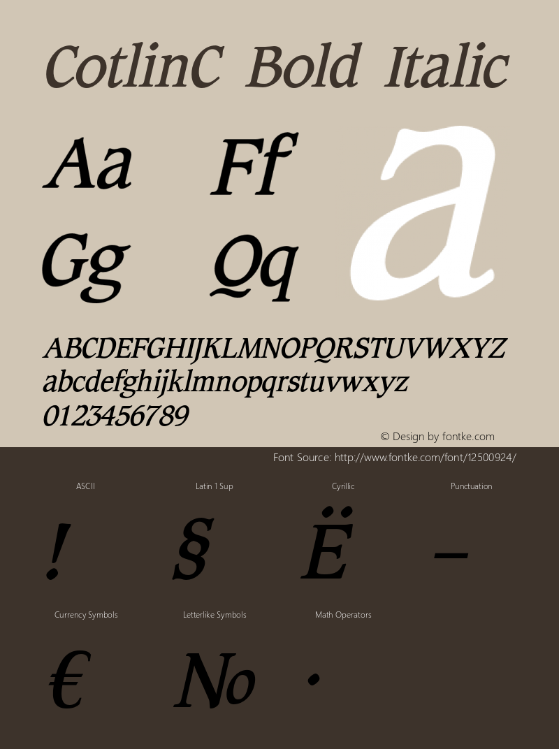 CotlinC Bold Italic OTF 1.0;PS 1.1;Core 116;AOCW 1.0 161图片样张