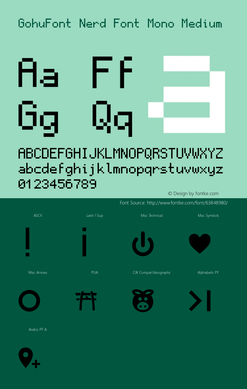 GohuFont Nerd Font Complete Mono Version 001.000;Nerd Fonts 2图片样张