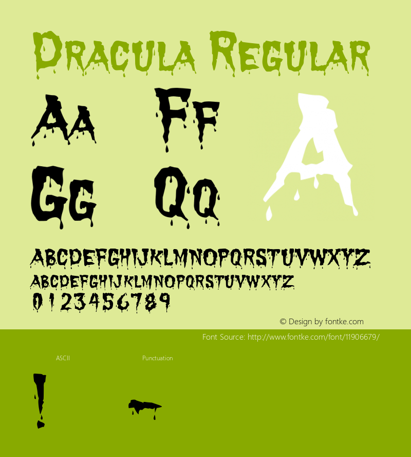 Dracula Regular Altsys Fontographer 4.0.4 1/18/95图片样张