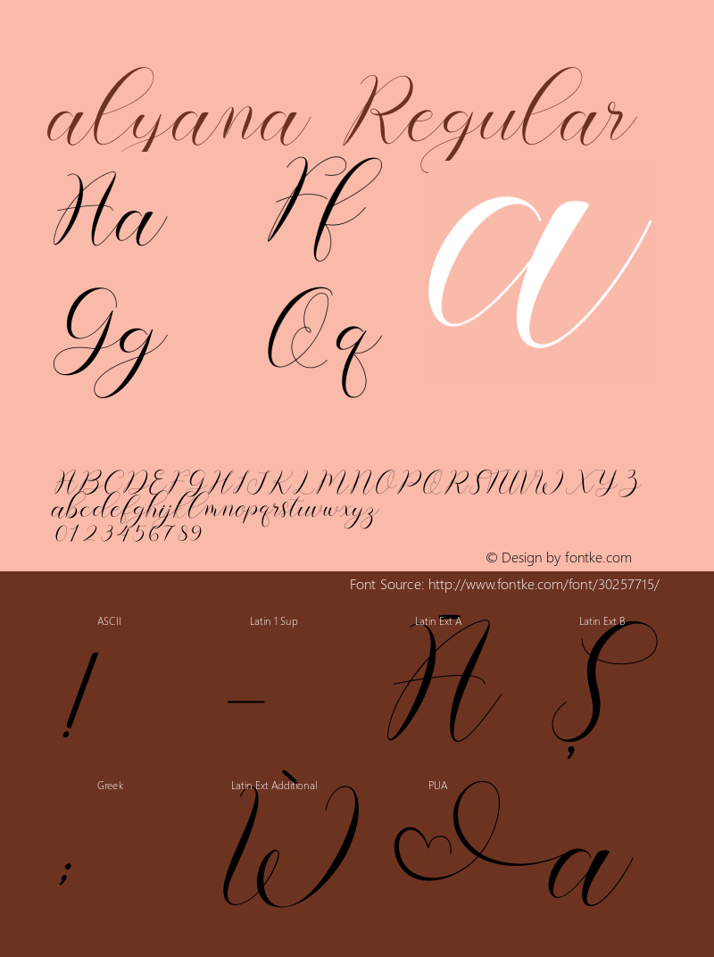 alyana Version 1.00;May 20, 2019;FontCreator 11.5.0.2430 64-bit图片样张